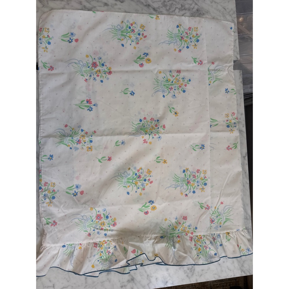 Vintage Utica Floral Ruffled Pillowcase Set of 2 Standard‎ No Iron Percale USA
